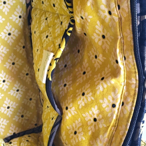 Vera Bradley Tote Bag Purse - Black Gray White Green Floral Baroque - Picture 14 of 16